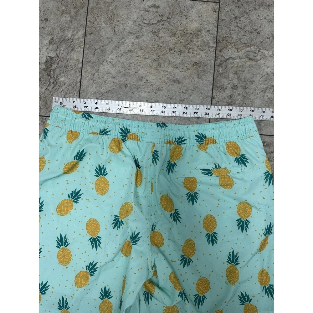Members Mark All Over Print, Men's Large, Green Yellow, Pineapples, Swim Trunks